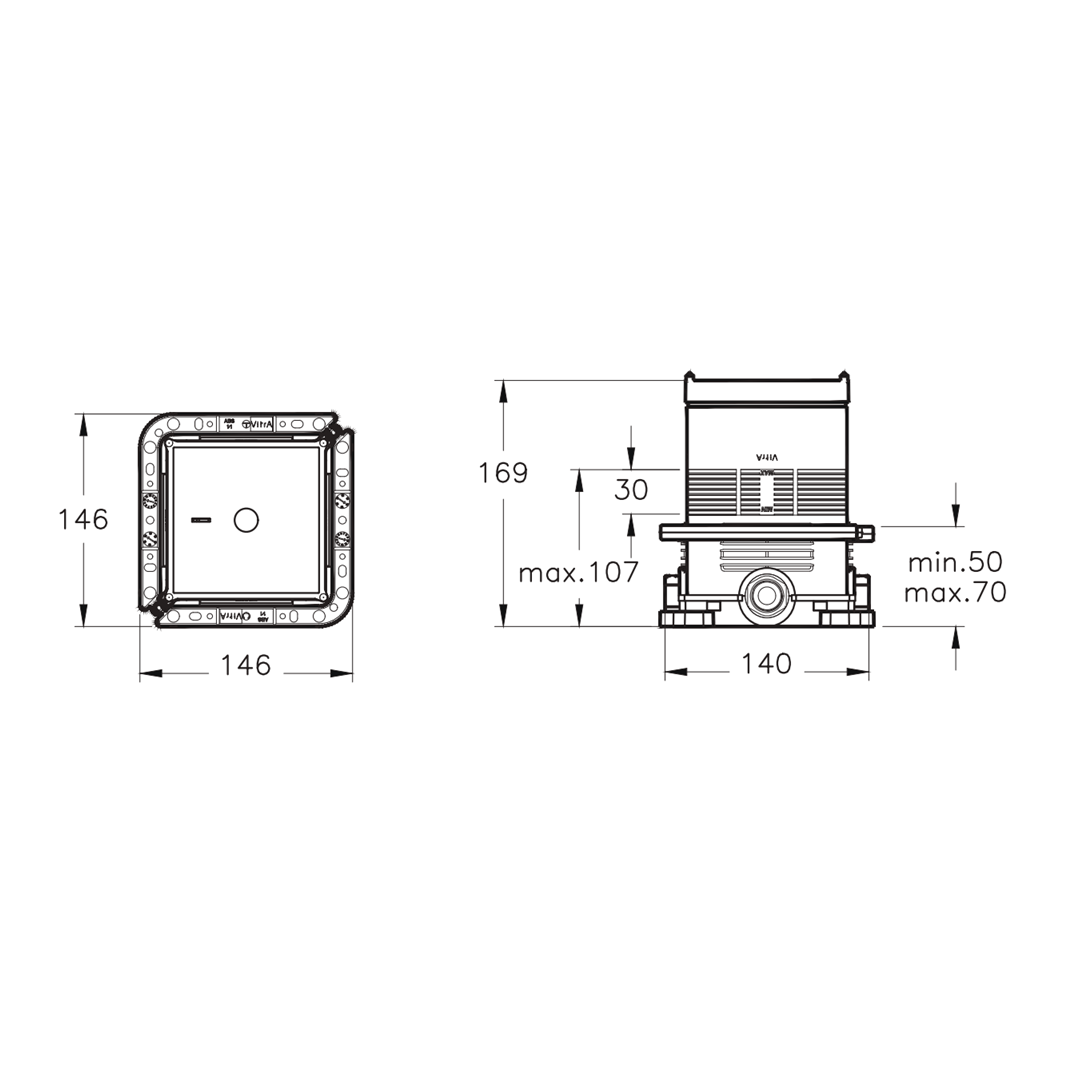 Boîtier d'installation encastré VITRA V-Box pour mitigeur thermostatique de douche