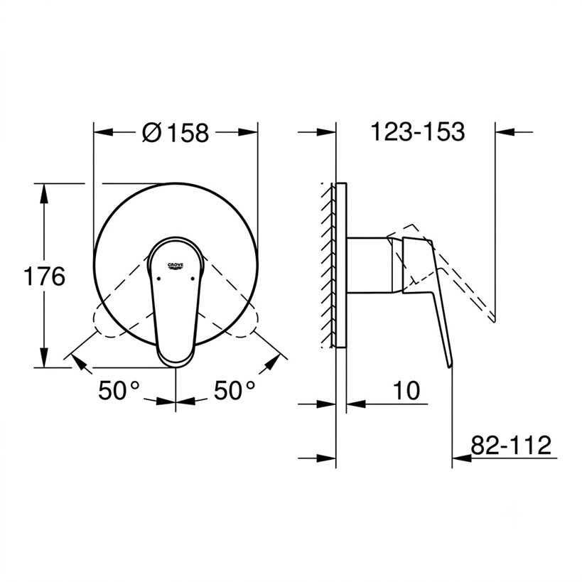 Mitigeur de douche encastré GROHE Eurodisc Cosmopolitan