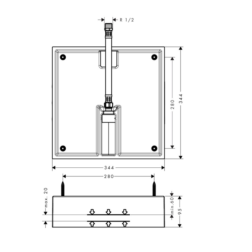 Corps d'encastrement pour douche de tête HANSGROHE Raindance E 400/400