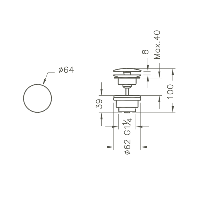 Bonde clic-clac pour lavabo VITRA