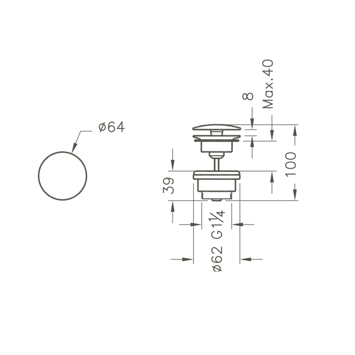 Bonde grille de vidange VITRA