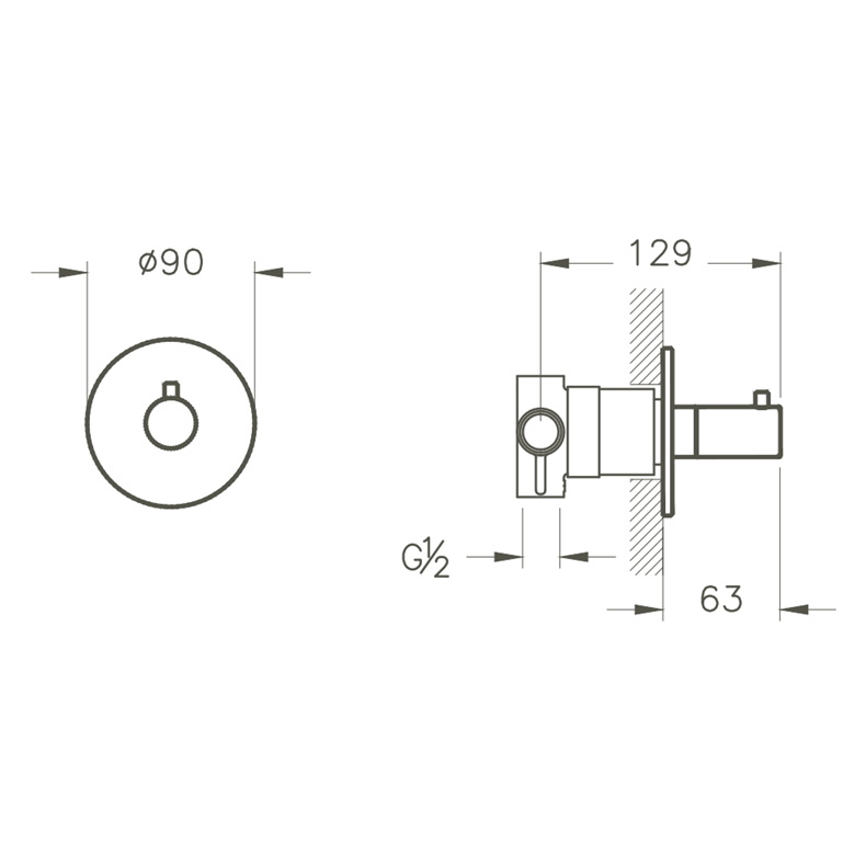 Inverseur de douche 3 voies encastré VITRA Origin