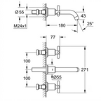 Robinet encastré de lavabo 3 trous GROHE Atrio avec Corps encastré