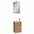 Meuble de salle de bains avec lavabo et miroir LED VITRA Mia Golden Oak