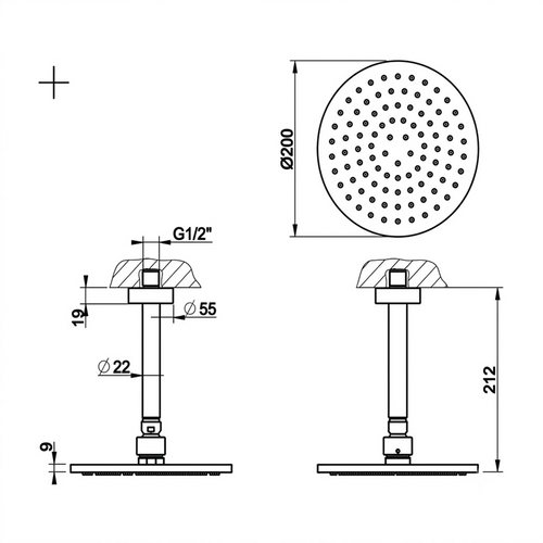 Douche de tête murale GESSI Emporio 200 mm
