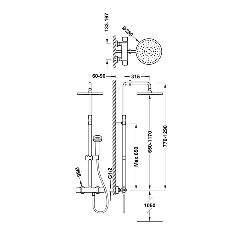Colonne de douche thermostatique TRES