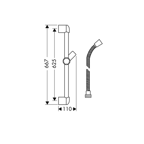 Barre de douche Hansgrohe Unica S 65 cm avec flexible Metaflex 160 cm