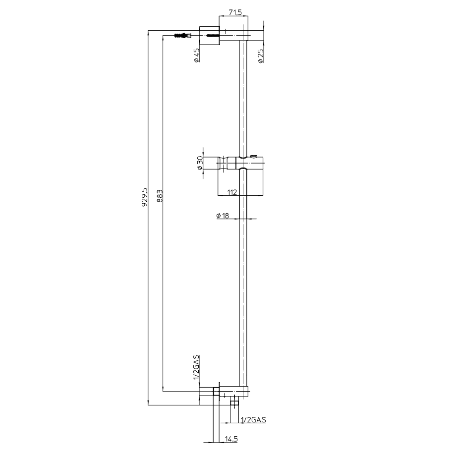 Barre de douche 90 cm BOSSINI Universal