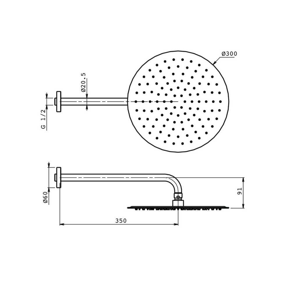 Douche de tête ronde SORGIVA Piave avec bras courbé
