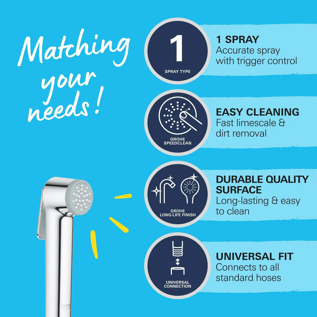 Douchette WC GROHE Vitalio Trigger Spray 30 avec support