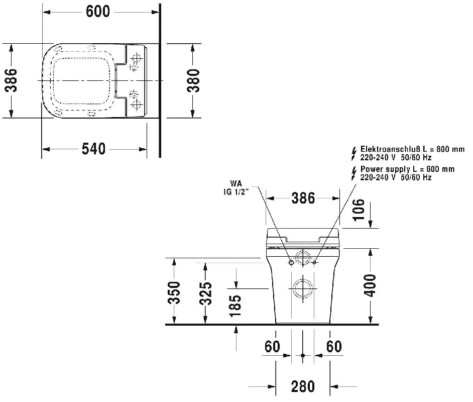 WC à poser DURAVIT P3 Comforts avec SensoWash Slim