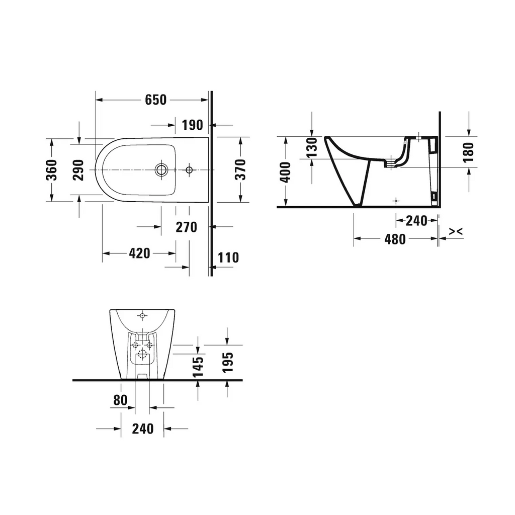 Bidet à poser Duravit D-Neo